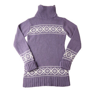 Lavender Turtleneck Sweater with Nordic Trim